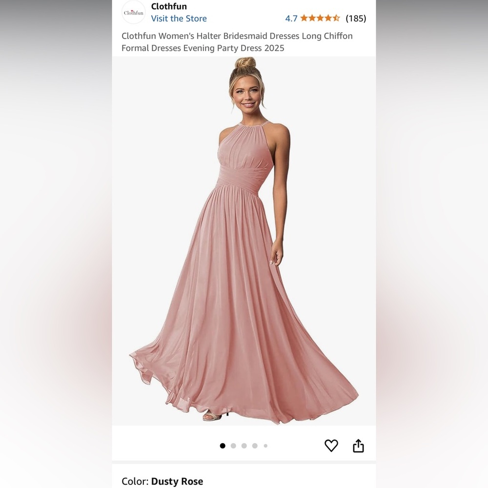 Clothfun Womens Halter Bridesmaids Dress in Dusty Rose 🩰